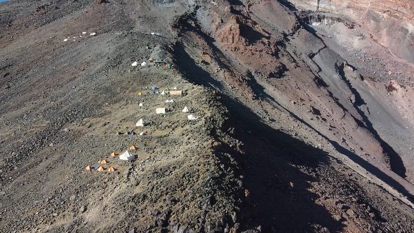 Ağrı Dağı kampı, Mount Ararat Base Camp, zirve kampı, drone görüntüsü, dağcılık