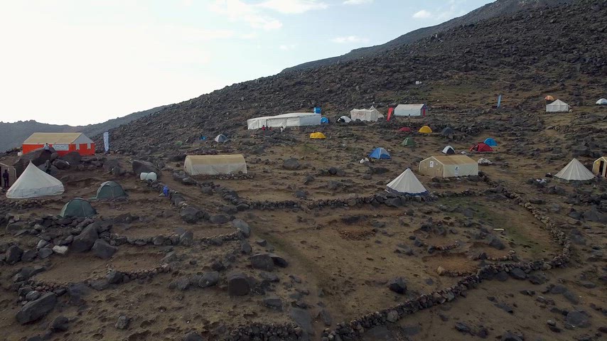 Ağrı Dağı kampı, Mount Ararat Base Camp, zirve kampı, drone görüntüsü, dağcılık