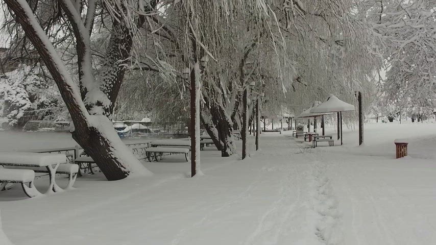 Elbistan kış manzarası, karla kaplı park, göl ve kar, kış doğası, Türkiye kış manzaraları
