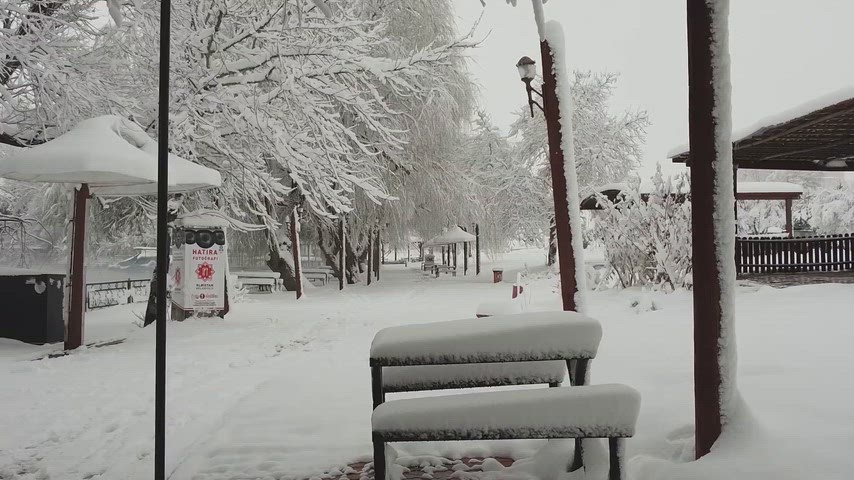 Elbistan yoğun kar manzarası, karlı park, söğüt ağaçları, kış görüntüsü, karla kaplı doğa
