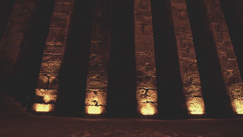 Antik taş sütunlar, ışık gölge, tarihi yapı, antik mimari